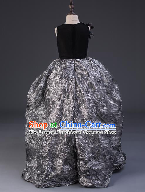 Top Children Cosplay Princess Grey Full Dress Compere Catwalks Stage Show Dance Costume for Kids