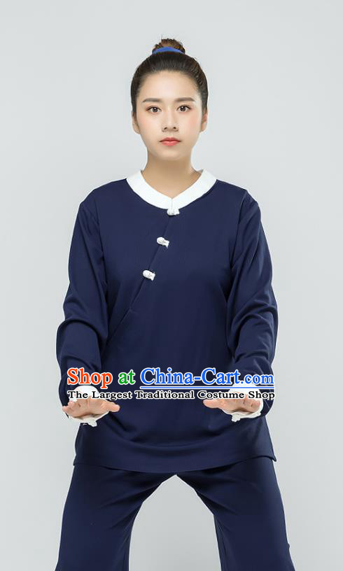 Traditional Chinese Tai Chi Kung Fu Navy Outfits Martial Arts Stage Performance Costumes for Women