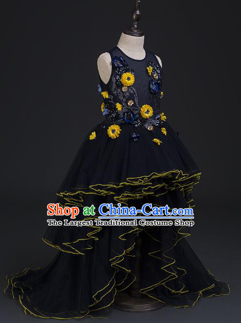 Top Children Cosplay Princess Navy Full Dress Compere Catwalks Stage Show Dance Costume for Kids