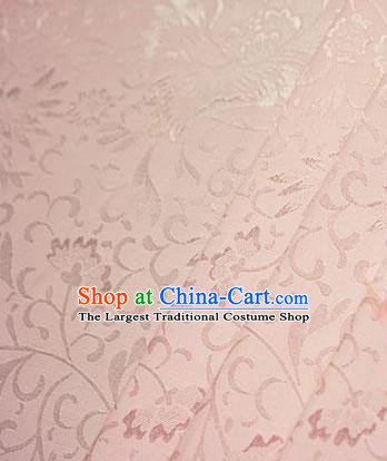 Chinese Traditional Little Flowers Pattern Design Light Pink Brocade Fabric Hanfu Dress Satin Tapestry Drapery