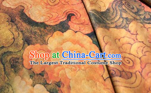 Chinese Traditional Cloud Design Pattern Black Silk Fabric Cheongsam Gambiered Guangdong Gauze Drapery