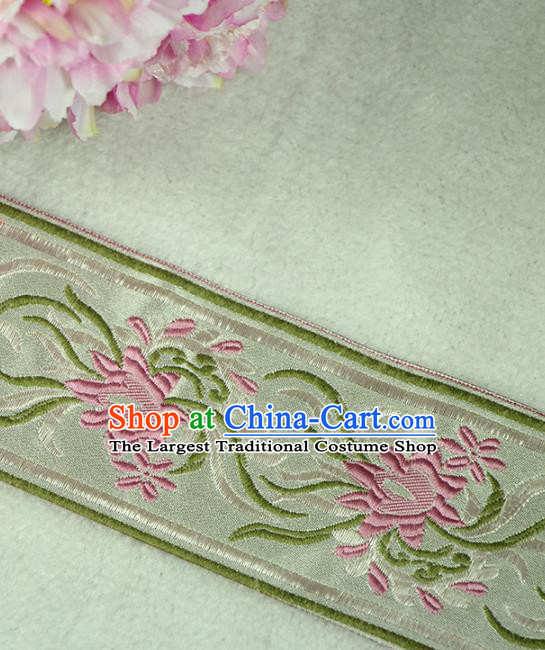 Chinese Traditional Embroidered Flowers Grey Braid Band Decorative Border Collar Accessories