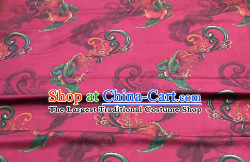 Chinese Traditional Phoenix Design Pattern Rosy Silk Fabric Cheongsam Gambiered Guangdong Gauze Drapery