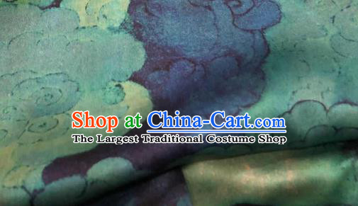 Chinese Traditional Cloud Design Pattern Navy Silk Fabric Cheongsam Gambiered Guangdong Gauze Drapery