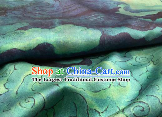 Chinese Traditional Cloud Design Pattern Navy Silk Fabric Cheongsam Gambiered Guangdong Gauze Drapery