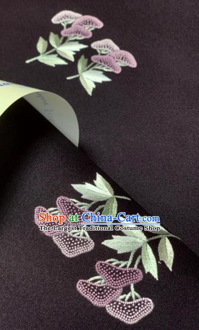 Chinese Classical Embroidered Pattern Design Wine Red Silk Fabric Asian Traditional Hanfu Brocade Material