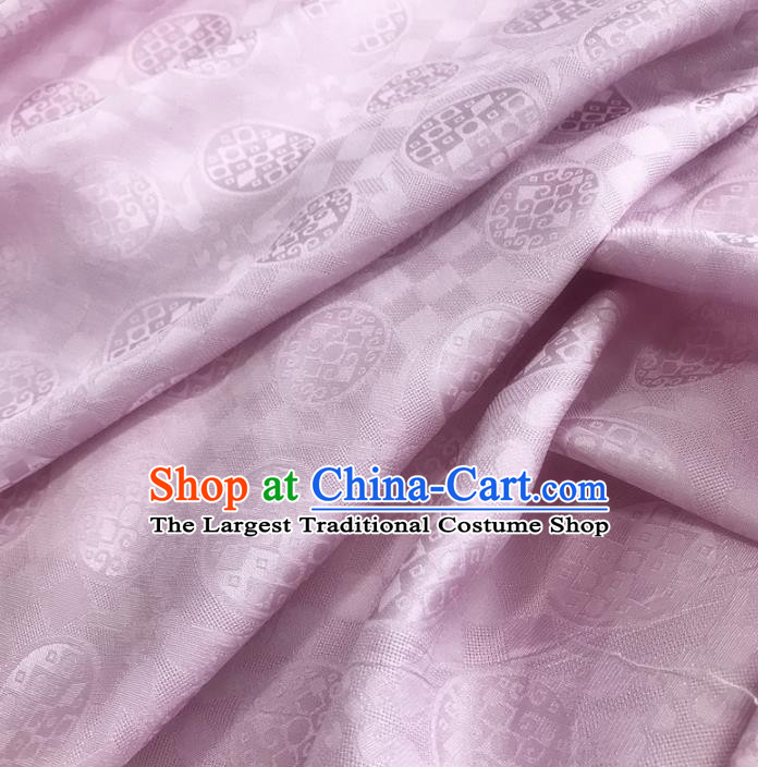 Chinese Traditional Round Design Pattern Lilac Silk Fabric Cheongsam Mulberry Silk Drapery