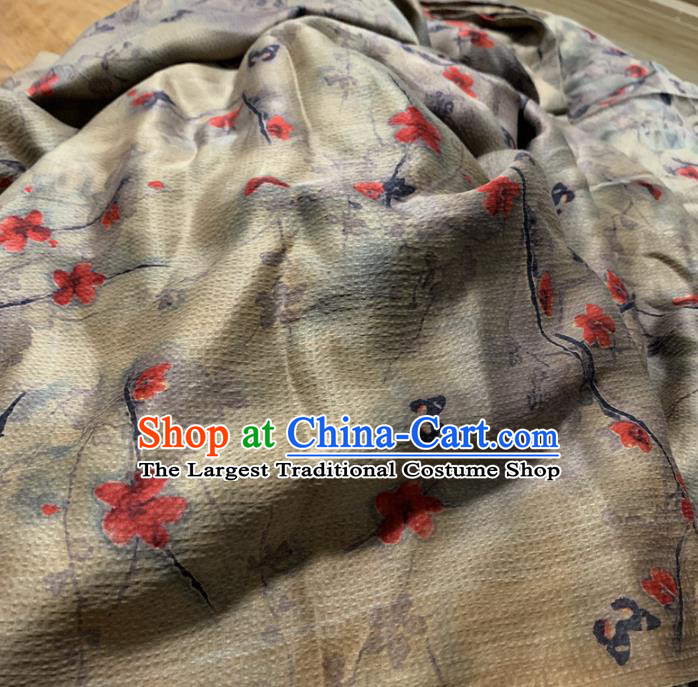 Chinese Traditional Red Flower Design Pattern Silk Fabric Cheongsam Mulberry Silk Drapery
