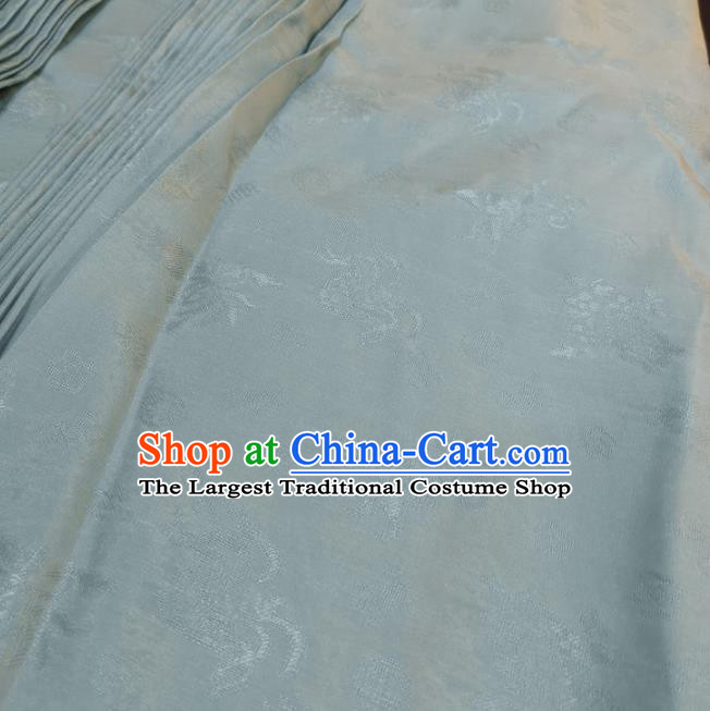 Chinese Traditional Jacquard Butterfly Design Pattern Light Blue Silk Fabric Cheongsam Mulberry Silk Drapery