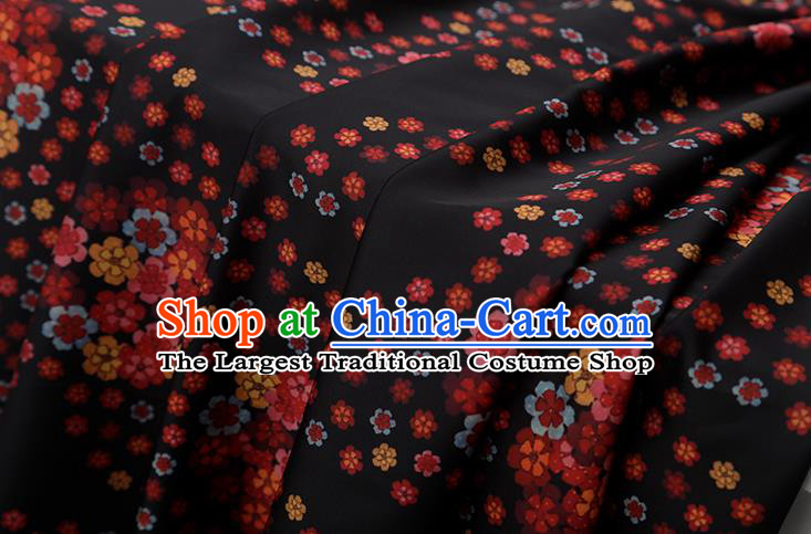 Chinese Traditional Flowers Design Pattern Black Silk Fabric Cheongsam Mulberry Silk Drapery