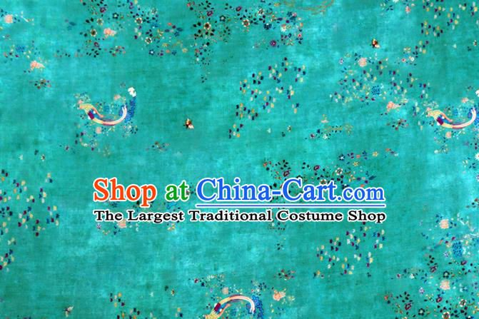 Chinese Traditional Phoenix Flowers Design Pattern Green Ramie Fabric Cheongsam Ramee Drapery