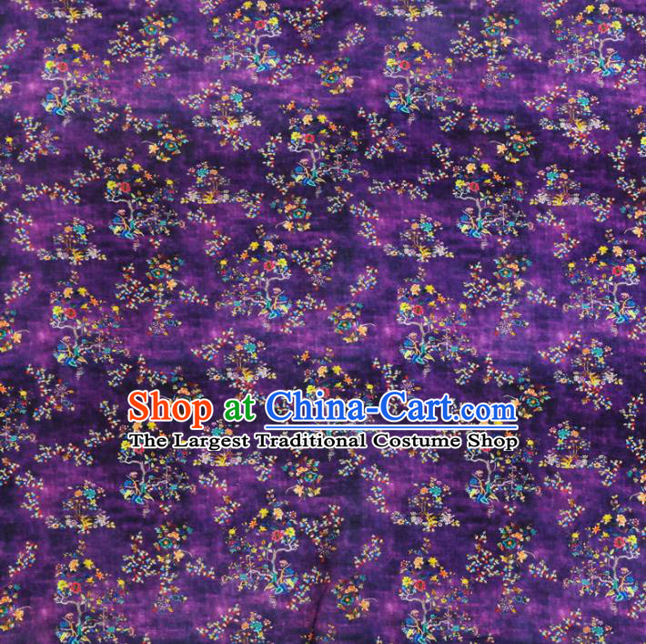 Chinese Traditional Flowers Design Pattern Purple Ramie Fabric Cheongsam Ramee Drapery