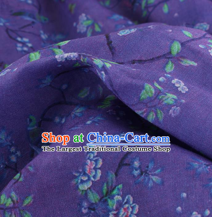 Chinese Traditional Flowers Design Pattern Deep Purple Ramie Fabric Cheongsam Ramee Drapery