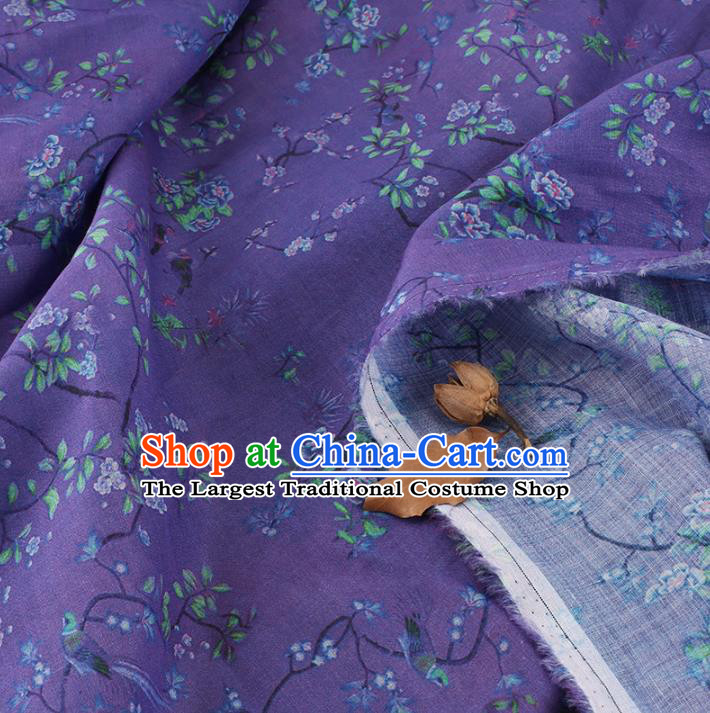 Chinese Traditional Flowers Design Pattern Deep Purple Ramie Fabric Cheongsam Ramee Drapery