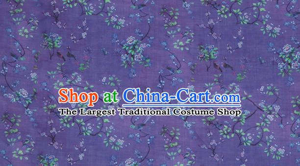 Chinese Traditional Flowers Design Pattern Deep Purple Ramie Fabric Cheongsam Ramee Drapery