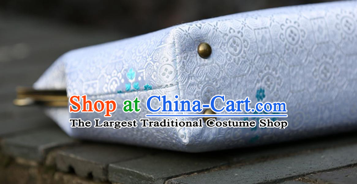 Chinese Traditional Plum Pattern White Brocade Bag Handmade Cheongsam Handbag for Women