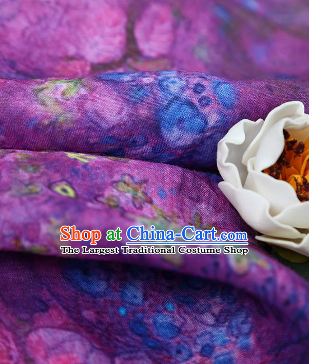 Chinese Traditional Flowers Design Pattern Purple Ramie Fabric Cheongsam Ramee Drapery