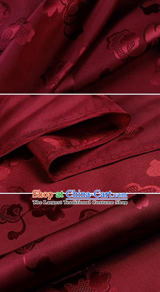 Chinese Classical Pattern Design Wine Red Silk Fabric Asian Traditional Hanfu Mulberry Silk Material