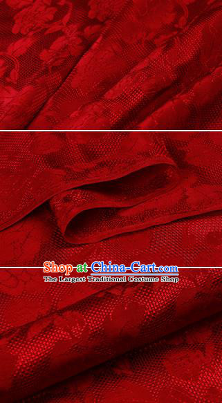 Chinese Classical Roses Pattern Design Red Silk Fabric Asian Traditional Hanfu Mulberry Silk Material