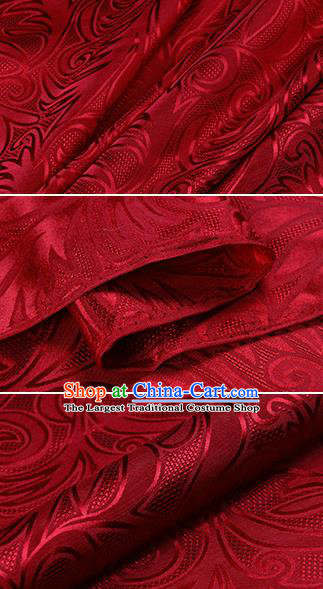 Chinese Classical Pteris Pattern Design Dark Red Silk Fabric Asian Traditional Hanfu Mulberry Silk Material