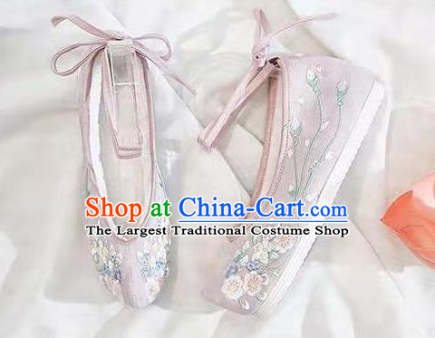Chinese Embroidered Flowers Pink Shoes Hanfu Shoes Women Shoes Opera Shoes Princess Shoes