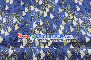 Chinese Classical Clouds Pattern Design Royalblue Brocade Fabric Asian Traditional Hanfu Satin Material