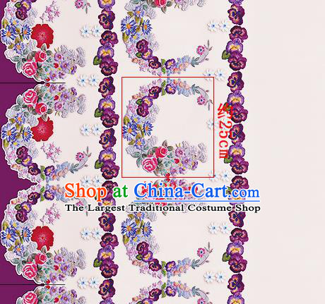 Chinese Classical Flowers Pattern Design Champagne Silk Fabric Asian Traditional Hanfu Mulberry Silk Material