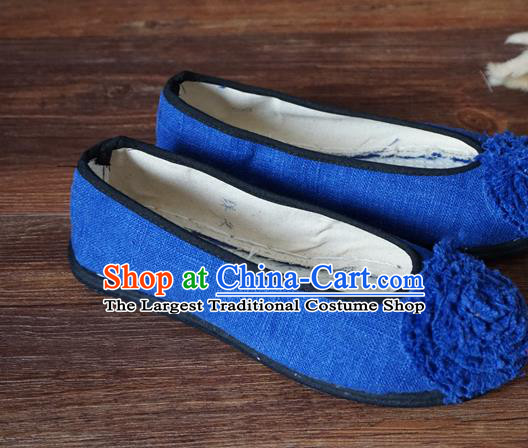 Traditional Chinese Blue Cloth Shoes National Wedding Shoes Hanfu Shoes for Women