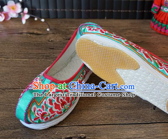 Traditional Chinese Wedding Green Embroidered Shoes Princess Shoes National Shoes Hanfu Shoes for Women