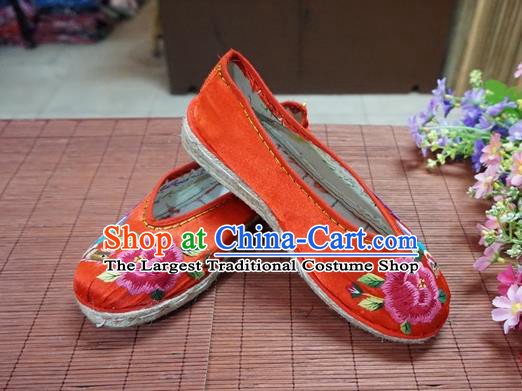 Traditional Chinese Wedding Red Satin Embroidered Shoes Princess Shoes National Shoes Hanfu Shoes for Women