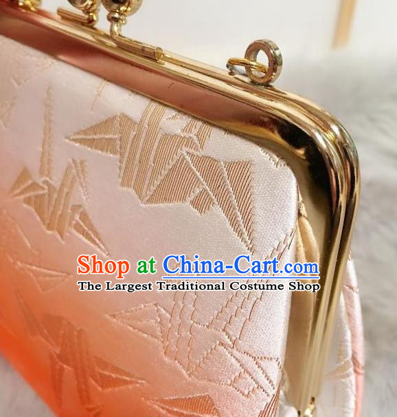 Japanese Traditional Vintage Red Brocade Bag Handmade Handbag for Women
