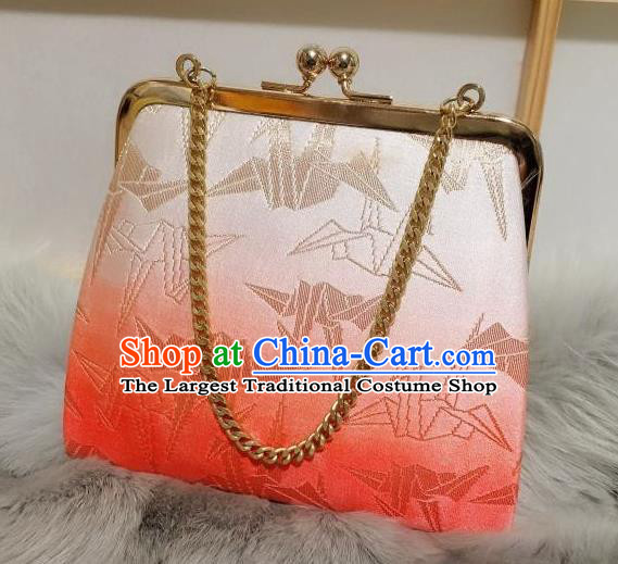 Japanese Traditional Vintage Red Brocade Bag Handmade Handbag for Women