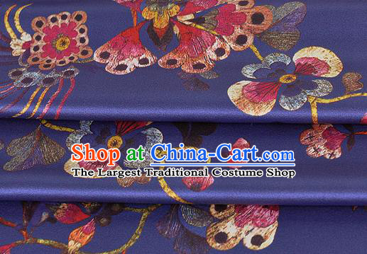 Chinese Classical Plum Blossom Pattern Design Purple Silk Fabric Asian Traditional Hanfu Mulberry Silk Material