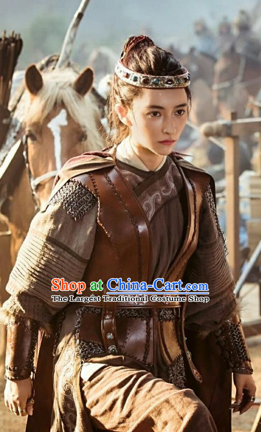 Drama Ming Dynasty Chinese Ancient Ethnic Female General Qi Gemu Replica Costumes and Headpiece Complete Set