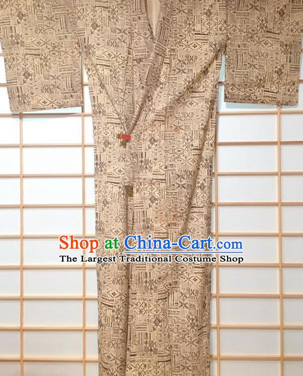 Japanese Traditional Printing Light Grey Kimono Japan Yukata Dress Costume for Women