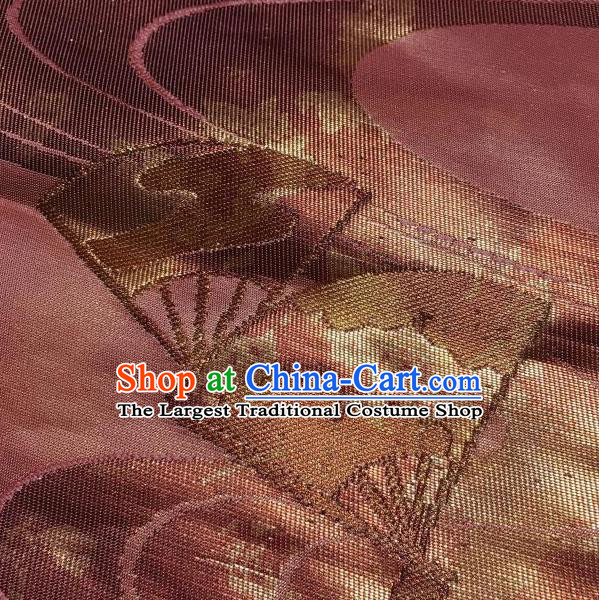 Japanese Traditional Fan Pattern Deep Pink Brocade Waistband Japan Kimono Yukata Belt for Women