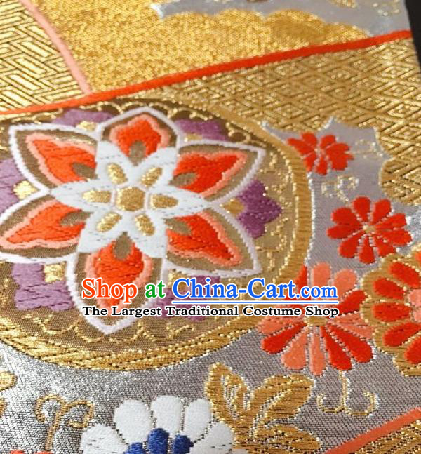 Japanese Traditional Embroidered Chrysanthemum Golden Brocade Waistband Japan Kimono Yukata Belt for Women