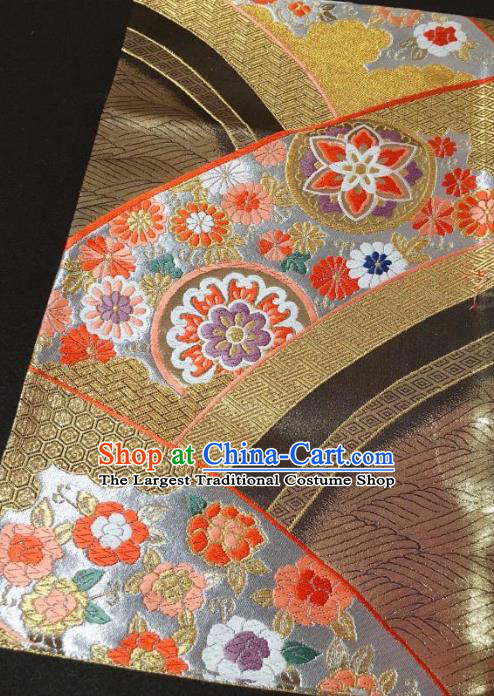 Japanese Traditional Embroidered Chrysanthemum Golden Brocade Waistband Japan Kimono Yukata Belt for Women