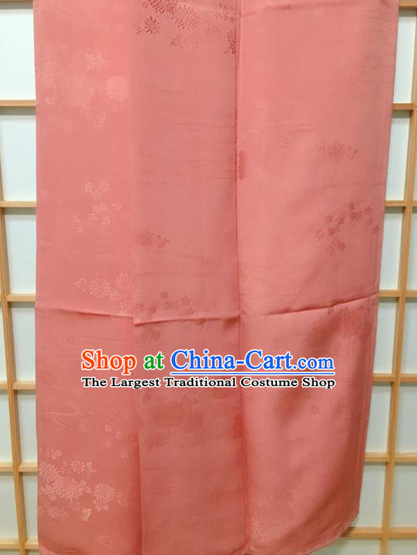 Traditional Japanese Chrysanthemum Pattern Pink Furisode Kimono Japan Yukata Dress Costume for Women