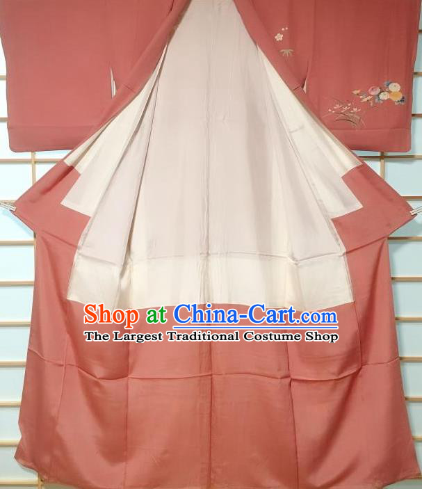 Traditional Japanese Printing Kabuki Chrysanthemum Furisode Kimono Japan Yukata Dress Costume for Women
