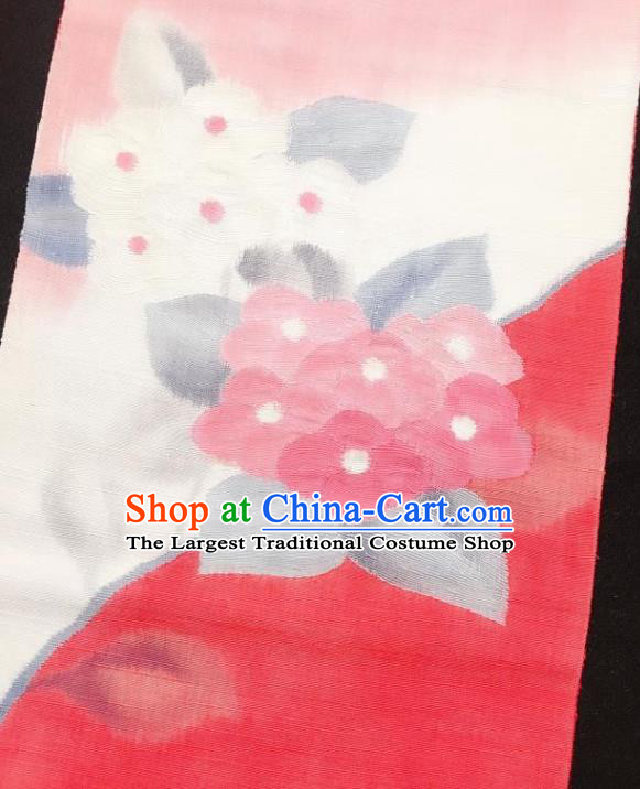 Japanese Traditional Embroidered Hydrangea Brocade Waistband Japan Kimono Yukata Belt for Women