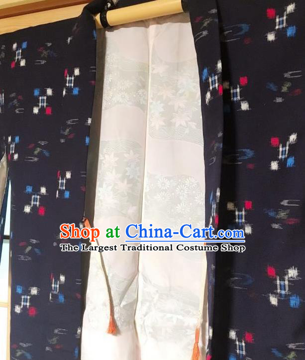 Japanese Traditional Navy Haori Jacket Japan Kimono Overcoat Costume for Men