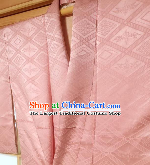Japanese Classical Pattern Pink Iromuji Kimono Japan Traditional Yukata Dress Costume for Women