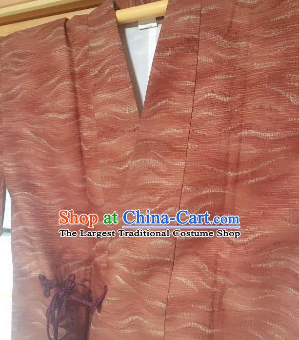 Japanese Traditional Pattern Maroon Haori Jacket Japan Kimono Overcoat Costume for Men