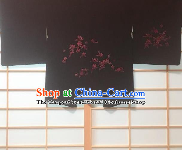 Japanese Traditional Pattern Embroidered Black Haori Jacket Japan Kimono Overcoat Costume for Men