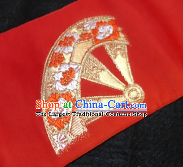 Japanese Nagoya Traditional Embroidered Orange Brocade Waistband Japan Kimono Yukata Belt for Women