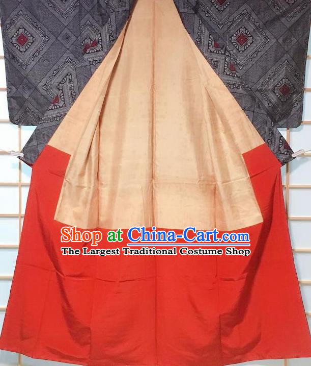 Japanese Classical Pattern Grey Edo Komon Kimono Japan Traditional Yukata Dress Costume for Women