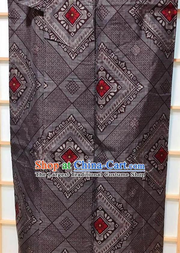 Japanese Classical Pattern Grey Edo Komon Kimono Japan Traditional Yukata Dress Costume for Women