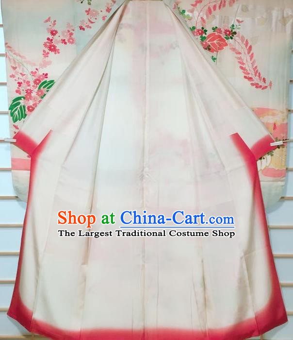 Japanese Geisha Classical Chrysanthemum Pattern Light Green Furisode Kimono Japan Traditional Yukata Dress Costume for Women
