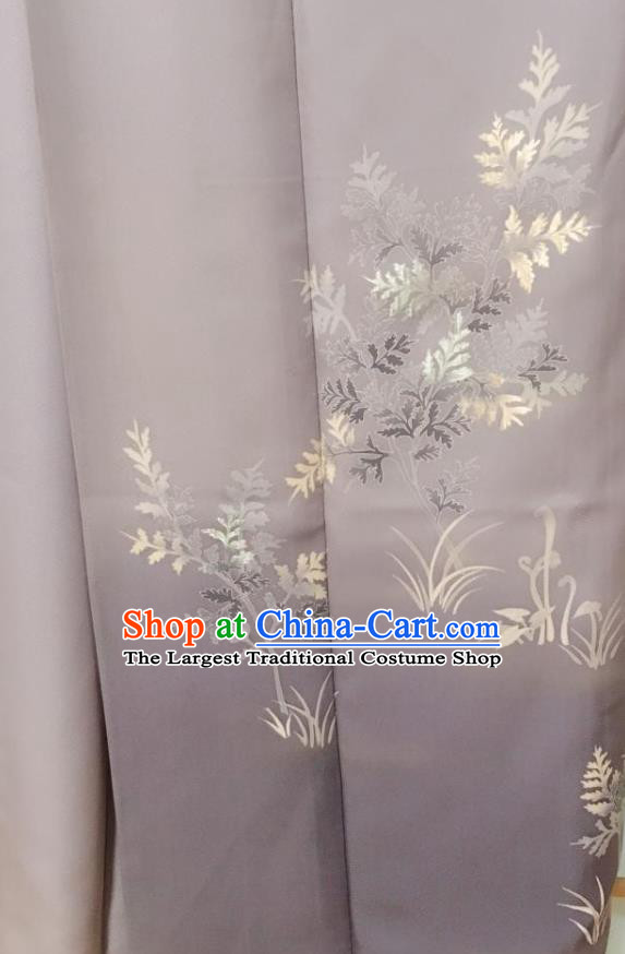 Japanese Classical Embroidered Grey Tsukesage Kimono Japan Traditional Yukata Dress Costume for Women